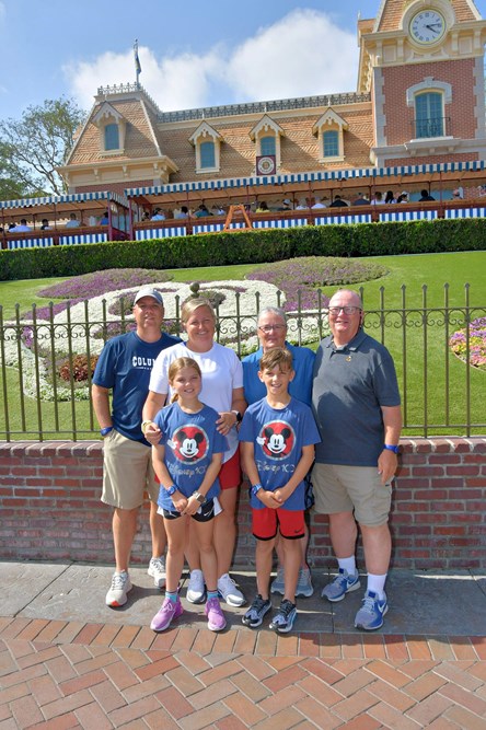 The Potter family on a recent 2024 Disneyland visit with Cindy's parents, husband Cory and their son Chase and daughter CJ.